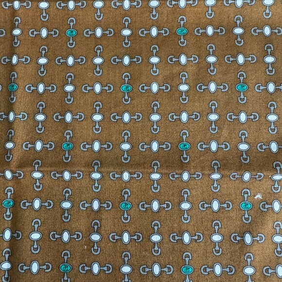 VINTAGE GUCCI Silk Scarf Horsebit pattern Handkerchief Pocket Square - Picture 5 of 9